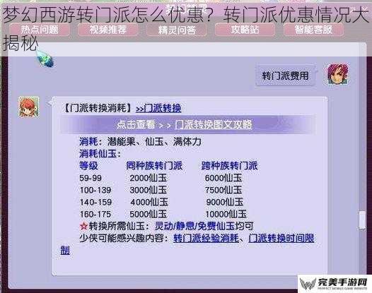 梦幻西游转门派怎么优惠？转门派优惠情况大揭秘