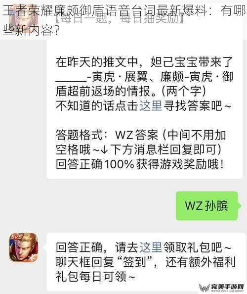 王者荣耀廉颇御盾语音台词最新爆料：有哪些新内容？