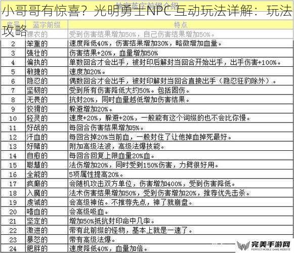 小哥哥有惊喜？光明勇士NPC 互动玩法详解：玩法攻略