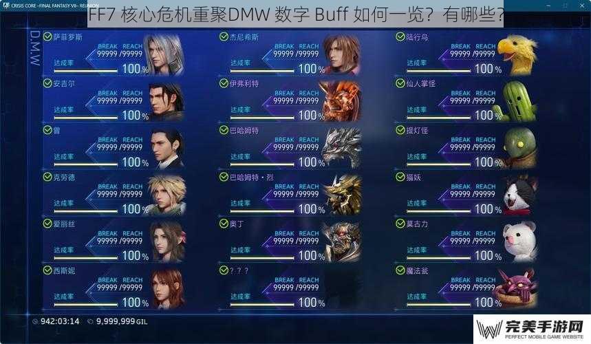 FF7 核心危机重聚DMW 数字 Buff 如何一览？有哪些？