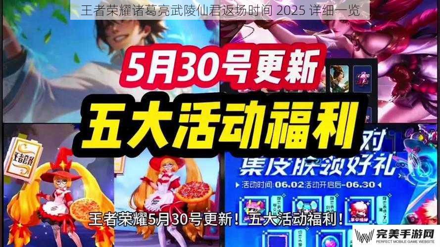 王者荣耀诸葛亮武陵仙君返场时间 2025 详细一览