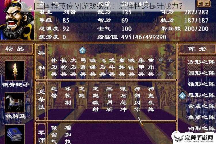 [三国群英传 V]游戏秘籍：怎样快速提升战力？