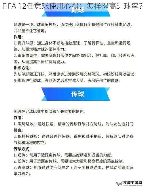 FIFA 12任意球使用心得：怎样提高进球率？