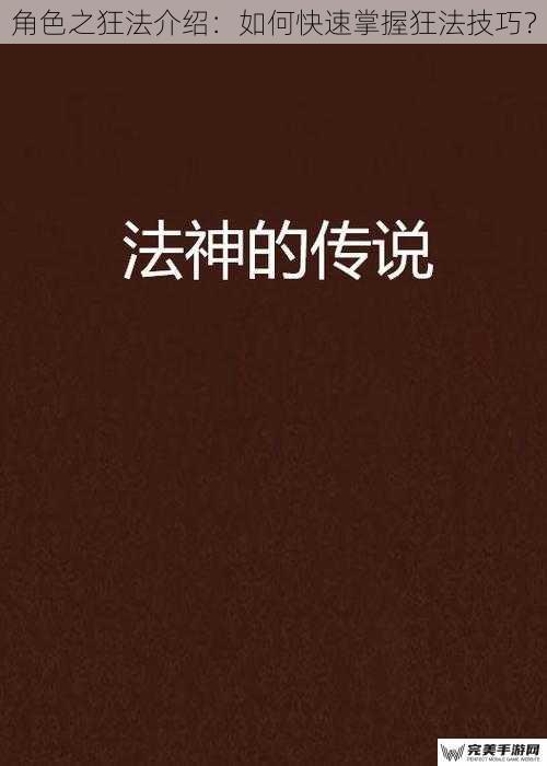 角色之狂法介绍：如何快速掌握狂法技巧？