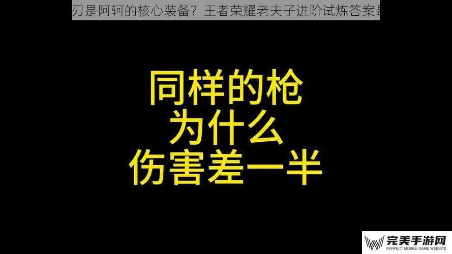 无尽战刃是阿轲的核心装备？王者荣耀老夫子进阶试炼答案是什么？