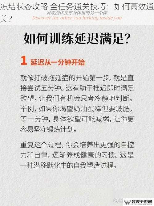 冻结状态攻略 全任务通关技巧：如何高效通关？