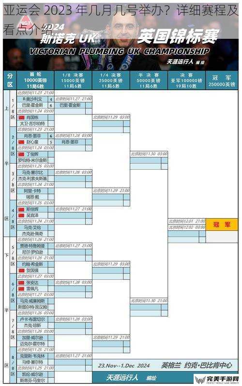 亚运会 2023 年几月几号举办？详细赛程及看点介绍