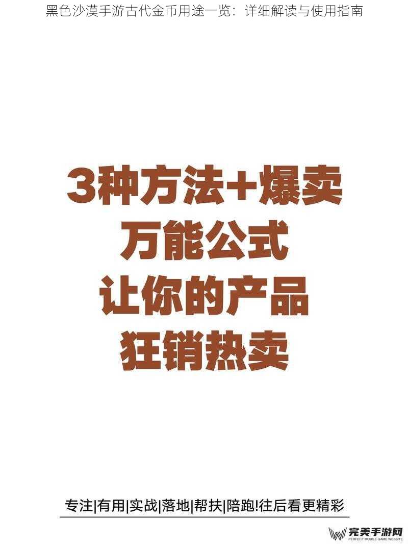 黑色沙漠手游古代金币用途一览：详细解读与使用指南