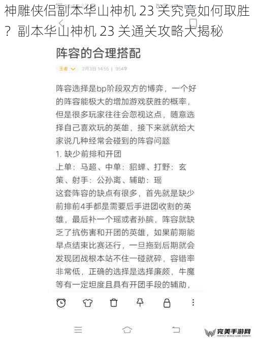 合理搭配阵容