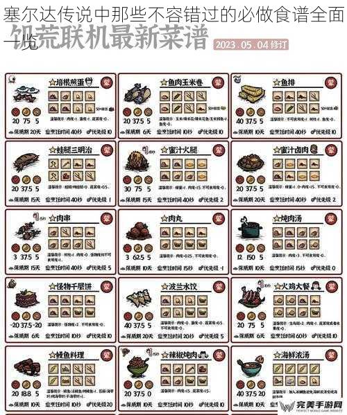 塞尔达传说中那些不容错过的必做食谱全面一览