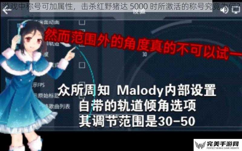 游戏中称号可加属性，击杀红野猪达 5000 时所激活的称号究竟为何？