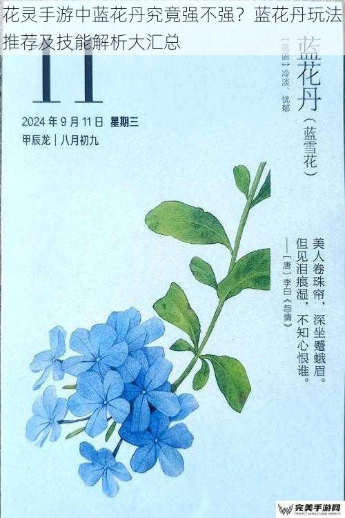 花灵手游中蓝花丹究竟强不强？蓝花丹玩法推荐及技能解析大汇总