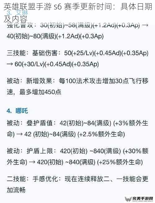 英雄联盟手游 s6 赛季更新时间：具体日期及内容